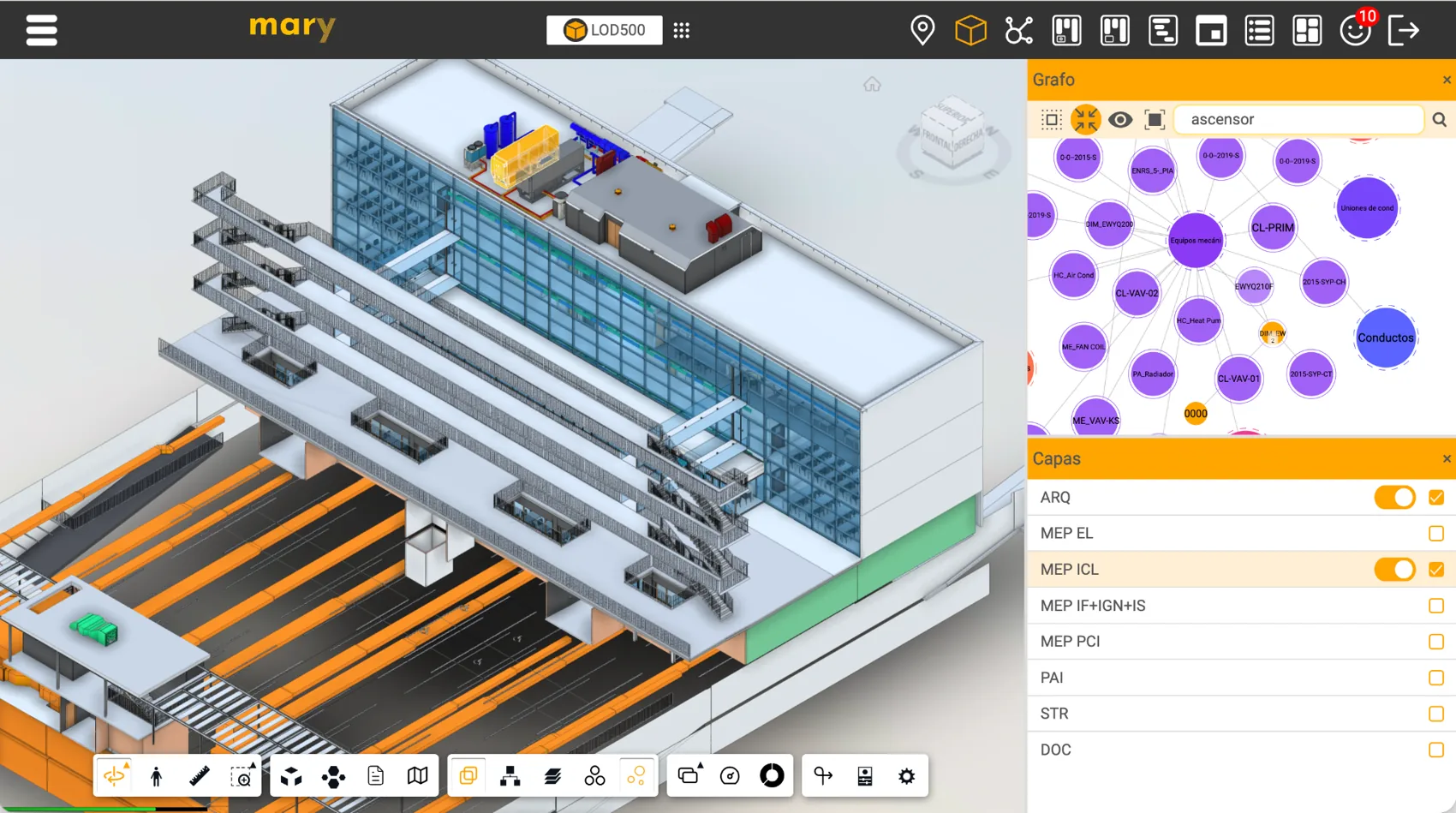 Visor 3D de Mary con modelo BIM